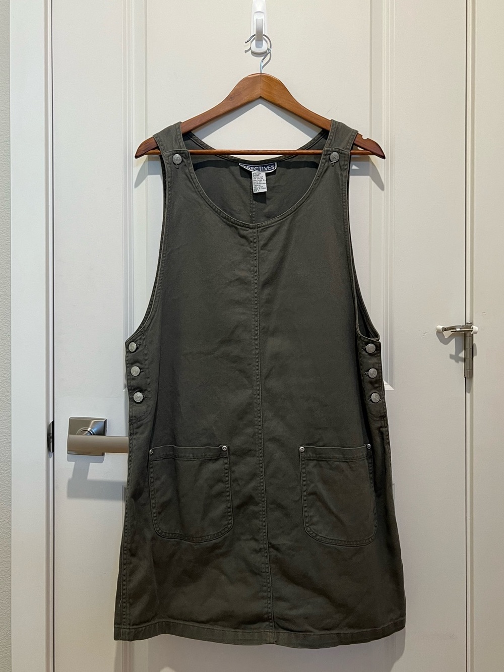 Vintage Dress Jumper Buttons Pockets Directives Brand 100% Cotton Size Large - Picture 2 of 6